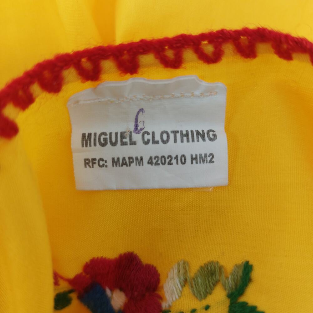 Miguel Clothing Mexican Yellow Mexico Top shirt Campesina 4 - Picture 3 of 14